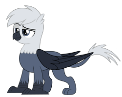Size: 5000x3977 | Tagged: safe, artist:php170, oc, oc only, oc:grey, oc:grey the griffon, griffon, claws, eyebrows, griffon oc, hair, male, raised eyebrow, simple background, smiling, solo, tail, transparent background, vector, wings