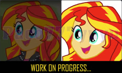 Size: 552x328 | Tagged: safe, artist:paco777yuyu, sunset shimmer, human, equestria girls, g4, female, happy, smiling, wip