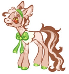 Size: 1280x1376 | Tagged: safe, artist:peaceandlove26, oc, oc only, oc:meadowsweet, earth pony, hybrid, pony, g4, bow, interspecies offspring, magical lesbian spawn, offspring, parent:applejack, parent:autumn blaze, parents:autumnjack, simple background, solo, white background