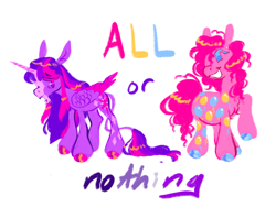 Size: 1280x961 | Tagged: safe, artist:webkinzworldz, pinkie pie, twilight sparkle, alicorn, pony, g4, all or nothing, alternate design, asexual pride flag, chin fluff, duo, leonine tail, pansexual pride flag, pride, pride flag, reference, tail, twilight sparkle (alicorn)