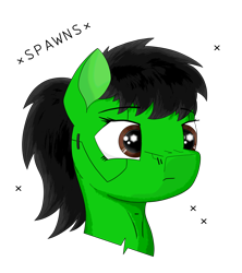 Size: 1600x1800 | Tagged: safe, artist:zocidem, oc, oc only, oc:wrench, earth pony, pony, augmented, bust, eyebrows, eyebrows visible through hair, female, male to female, ponytail, rule 63, simple background, solo, transparent background, unsure