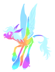 Size: 1280x1675 | Tagged: safe, artist:peaceandlove26, pony, g4, alternate design, blue mane, blue wings, multicolored coat, rainbow colors, simple background, solo, white background, wings