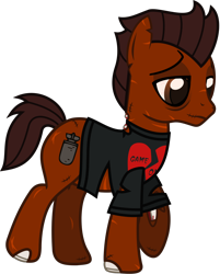 Size: 995x1239 | Tagged: safe, artist:lightningbolt, derpibooru exclusive, earth pony, pony, undead, zombie, zombie pony, g4, .svg available, all time low, bags under eyes, bloodshot eyes, bone, clothes, lidded eyes, male, ponified, rian dawson, scar, shirt, show accurate, simple background, solo, stallion, stitches, svg, t-shirt, torn clothes, torn ear, transparent background, vector, walking
