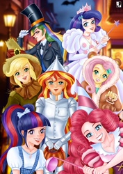 Size: 1000x1414 | Tagged: safe, artist:lord--opal, applejack, fluttershy, pinkie pie, rainbow dash, rarity, sci-twi, sunset shimmer, twilight sparkle, human, fanfic:long road to friendship, equestria girls, g4, cowardly lion, dorothy gale, fanfic art, glinda the good witch, humane five, humane seven, humane six, humanized, oz, the scarecrow, the wizard of oz, tin man