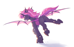 Size: 3508x2252 | Tagged: safe, artist:dorkmark, oc, oc:sithilis, bat pony, changeling, hybrid, pony, butt, glasses, high res, lifted leg, looking at you, looking back, looking back at you, plot, purple changeling, running, simple background, soap, solo, white background