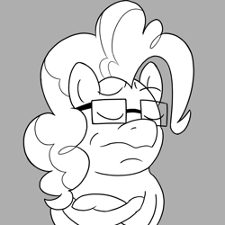 Size: 600x600 | Tagged: artist needed, safe, pinkie pie, earth pony, pony, g4, drawthread, glasses, meme, ponified, ponified meme, solo