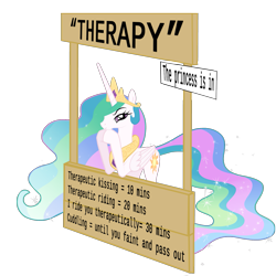 Size: 1667x1667 | Tagged: artist needed, safe, princess celestia, pony, g4, drawthread, sign, simple background, solo, text, therapist, transparent background