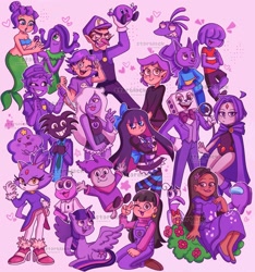 Size: 1916x2048 | Tagged: safe, artist:starblack_20, twilight sparkle, alicorn, angel, cat, gem (race), human, humanoid, kangaroo, mermaid, pony, puffball, anthro, g4, spoiler:the owl house, abby park, adventure time, amethyst, amethyst (steven universe), amity blight, anarchy stocking, anime, blaze the cat, breasts, clothes, cuphead, cute, dc comics, dress, encanto, fear (inside out), female, five nights at freddy's, gem, group, heart, hi hi puffy ami yumi, honekoneko, inside out, isabela madrigal, jammbonian, jelly jamm, king dice, kirby, kirby (series), male, mare, monster, monsters inc., ongo, panty and stocking with garterbelt, pim pimling, purple, purple background, purple guy, quartz, raven (dc comics), simple background, smiling friends, sonic the hedgehog (series), spoilers for another series, steven universe, super mario bros., teen titans, the owl house, turning red, twiabetes, twilight sparkle (alicorn), waluigi, watermark, witch, yumi yoshimura
