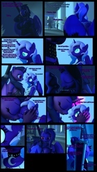 Size: 2160x3840 | Tagged: safe, artist:nightmarezoroark, oc, oc only, oc:lunar eclipse, oc:midnight sparkle, alicorn, anthro, comic:mlp nightmare rises, 3d, 4k, alicorn oc, anthro oc, clothes, dialogue, high res, horn, size difference, slit pupils, soul calibur, source filmmaker, sword, weapon, wings