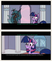 Size: 1848x2135 | Tagged: safe, artist:cowsrtasty, queen chrysalis, twilight sparkle, g4, comic, parody, star wars, star wars: knights of the old republic