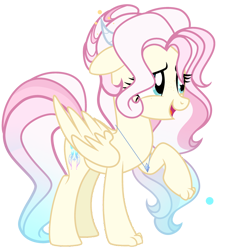 Size: 2100x2268 | Tagged: safe, artist:harmonyvitality-yt, oc, oc only, oc:disarray shy, hybrid, pony, g4, base used, high res, interspecies offspring, jewelry, necklace, offspring, parent:discord, parent:fluttershy, parents:discoshy, simple background, smiling, solo, transparent background, wings