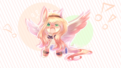 Size: 4280x2407 | Tagged: safe, artist:prettyshinegp, oc, oc only, pegasus, pony, :o, abstract background, choker, open mouth, pegasus oc, signature, solo, spreading