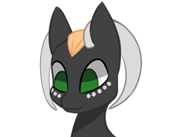 Size: 2100x1650 | Tagged: safe, artist:minckies, oc, oc only, demon, demon pony, pony, bust, horns, simple background, smiling, solo, transparent background