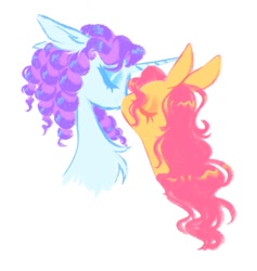 Size: 1280x1350 | Tagged: safe, artist:peaceandlove26, fluttershy, rarity, pegasus, pony, unicorn, g4, alternate hairstyle, colored eyelashes, duo, ear fluff, ears back, eyes closed, eyeshadow, female, kiss on the lips, kissing, lesbian, makeup, ringlets, ship:flarity, shipping, simple background, white background