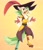 Size: 2520x2940 | Tagged: safe, artist:katycatkawaii, captain celaeno, bird, ornithian, anthro, g4, amputee, female, high res, open mouth, open smile, peg leg, pirate, prosthetic leg, prosthetic limb, prosthetics, shrug, smiling, solo