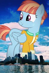 Size: 2110x3166 | Tagged: safe, anonymous editor, artist:electrochoc, edit, windy whistles, pegasus, pony, g4, female, giant pegasus, giant pony, giantess, high res, highrise ponies, irl, looking back, macro, mare, mega giant, pennsylvania, photo, pittsburgh, ponies in real life, solo
