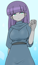 Size: 1668x2813 | Tagged: safe, artist:batipin, boulder (g4), maud pie, human, equestria girls, g4, big breasts, breasts, busty maud pie, female, looking at you, rock, solo