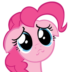 Size: 3500x3273 | Tagged: safe, artist:kyute-kitsune, pinkie pie, earth pony, pony, a friend in deed, g4, season 2, female, floppy ears, frown, high res, looking at you, mare, puppy dog eyes, puppy pie, simple background, solo, transparent background, vector