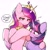 Size: 2048x2048 | Tagged: safe, artist:minekoo2, princess cadance, twilight sparkle, alicorn, pony, g4, boop, cute, cutedance, daaaaaaaaaaaw, duo, duo female, female, high res, hoof on shoulder, hug, lidded eyes, looking down, simple background, sisters-in-law, speech bubble, twiabetes, white background