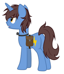 Size: 2480x2840 | Tagged: safe, artist:equestria secret guard, oc, oc only, oc:frozen flash, oc:冰闪, pony, unicorn, bag, butt, flashlight (object), gun, high res, horn, male, open mouth, plot, rear view, saddle bag, silent congruence town, silent congruence town 2, simple background, transparent background, unicorn oc, weapon