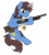 Size: 2953x3264 | Tagged: safe, artist:equestria secret guard, oc, oc only, oc:frozen flash, oc:冰闪, pony, unicorn, ammunition, bag, flashlight (object), gun, high res, hoof hold, horn, magic, male, reloading, saddle bag, shotgun, shotgun shell, silent congruence town, silent congruence town 2, simple background, sitting, telekinesis, transparent background, unicorn oc, weapon