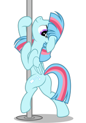Size: 3844x5460 | Tagged: safe, artist:equestria secret guard, oc, oc only, oc:jungle valley, oc:丛谷, pegasus, pony, butt, female, looking at you, mare, pegasus oc, plot, pole, pole dancing, sexy, silent congruence town, silent congruence town 2, simple background, solo, stripper pole, transparent background