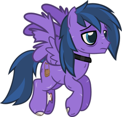 Size: 1242x1197 | Tagged: safe, artist:lightningbolt, derpibooru exclusive, oc, oc only, oc:feather freight, pegasus, pony, undead, zombie, zombie pony, g4, .svg available, bags under eyes, bloodshot eyes, bone, collar, flying, lidded eyes, male, scar, show accurate, simple background, solo, stallion, stitches, svg, tattered, torn ear, transparent background, vector