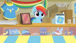 Size: 3840x2160 | Tagged: safe, artist:tiarawhy, rainbow dash, pegasus, pony, g4, 4k, clothes, female, game screencap, hat, high res, pony waifu sim, shirt, solo, t-shirt, wonderbolts logo