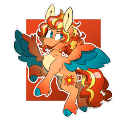 Size: 2000x2000 | Tagged: safe, artist:caprania, oc, oc only, oc:blazing sun, pegasus, pony, cloven hooves, colored wings, female, high res, mare, quadrupedal, simple background, solo, transparent background, two toned wings, wings