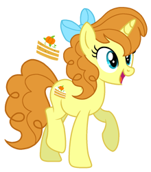 Size: 1034x1177 | Tagged: safe, artist:madlilon2051, pumpkin cake, pony, unicorn, g4, alternate cutie mark, alternate hairstyle, base used, bow, eyelashes, female, hair bow, mare, older, older pumpkin cake, raised hoof, simple background, smiling, solo, transparent background