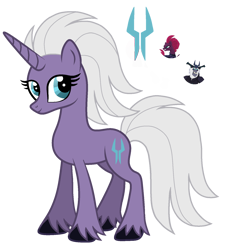 Size: 1450x1608 | Tagged: safe, artist:madlilon2051, storm king, tempest shadow, oc, pony, unicorn, g4, my little pony: the movie, base used, eyelashes, female, horn, interspecies offspring, mare, offspring, parent:storm king, parent:tempest shadow, parents:stormpest, simple background, smiling, transparent background, unicorn oc, unshorn fetlocks