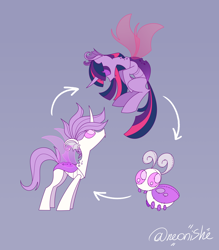 Size: 2676x3054 | Tagged: safe, artist:neonishe, twilight sparkle, oc, oc:ace gambit (nya), changeling, g4, changeling oc, high res, plushie, purple changeling, white changeling