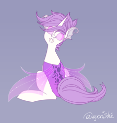 Size: 3018x3186 | Tagged: safe, artist:neonishe, oc, oc:ace gambit (nya), changeling, changeling oc, high res, looking at you, purple changeling, solo, white changeling