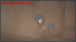 Size: 5129x2887 | Tagged: safe, artist:equestria secret guard, oc, oc only, oc:west wind, bat pony, bat pony oc, fog, hospital, looking back, silent congruence town, silent congruence town 2, silent hill, silent hill 2, street