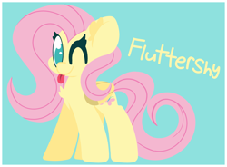 Size: 4245x3120 | Tagged: safe, artist:moonydusk, fluttershy, pegasus, pony, g4, ;p, female, mare, one eye closed, simple background, solo, tongue out, wink