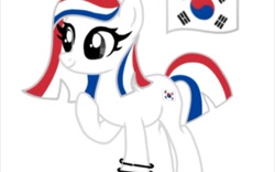 Size: 648x405 | Tagged: artist needed, safe, oc, oc only, earth pony, pony, bracelet, female, jewelry, mare, nation ponies, ponified, raised hoof, simple background, solo, south korea, white background