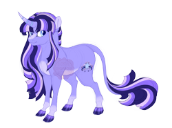 Size: 4200x3100 | Tagged: safe, artist:gigason, oc, oc:shiny charm, pony, unicorn, cloven hooves, female, magical lesbian spawn, mare, offspring, parent:starlight glimmer, parent:twilight sparkle, parents:twistarlight, quadrupedal, simple background, solo, transparent background
