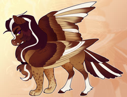 Size: 1500x1150 | Tagged: safe, artist:sadelinav, oc, sphinx, colored wings, multicolored wings, quadrupedal, solo, wings