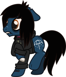 Size: 943x1094 | Tagged: safe, artist:lightningbolt, derpibooru exclusive, earth pony, pony, undead, zombie, zombie pony, g4, .svg available, bags under eyes, bloodshot eyes, bone, bring me the horizon, clothes, ears back, fangs, glasgow smile, hoodie, male, oliver sykes, ponified, raised hoof, raised leg, scar, shocked, show accurate, simple background, solo, stallion, stitches, svg, tattoo, torn ear, transparent background, vector