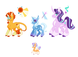 Size: 1280x938 | Tagged: safe, artist:vio-mlp-creator, starlight glimmer, sunburst, trixie, oc, oc:dazzling lights, pony, unicorn, g4, bisexual, family, female, filly, foal, lesbian, magical threesome spawn, male, multiple parents, offspring, parent:starlight glimmer, parent:sunburst, parent:trixie, parents:startrixburst, polyamory, ship:starburst, ship:startrix, ship:startrixburst, ship:trixburst, shipping, simple background, straight, transparent background