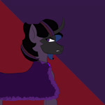 Size: 2000x2000 | Tagged: safe, artist:sh4deshad0w41, king sombra, twilight sparkle, oc, oc only, pony, unicorn, g4, adoptable, angry, annoyed, black mane, cloak, clothes, curved horn, fangs, high res, horn, jewelry, male, offspring, parent:king sombra, parent:twilight sparkle, parents:twibra, purple background, purple eyes, red background, simple background, solo