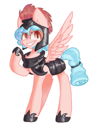 Size: 1080x1440 | Tagged: safe, artist:flower-black, cozy glow, pegasus, pony, g4, armor, grin, simple background, smiling, solo, white background