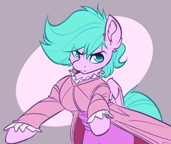 Size: 2304x1936 | Tagged: safe, artist:witchtaunter, oc, oc only, pony, angry, clothes, commission, ear fluff, eye clipping through hair, funny valentine, jojo's bizarre adventure, looking at you, pose, simple background, solo, upper body