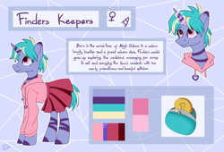 Size: 2500x1700 | Tagged: safe, artist:lambydwight, oc, oc only, oc:finders keepers, pony, unicorn, bust, portrait, reference sheet, simple background, solo