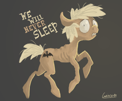 Size: 1566x1306 | Tagged: safe, artist:gaiascope, oc, oc only, oc:forty winks, earth pony, pony, concave belly, emaciated, gray background, ribs, simple background, skinny, solo, spine, thin