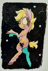 Size: 859x1280 | Tagged: safe, artist:flowbish, oc, oc only, oc:forty winks, earth pony, pony, solo, space, stars