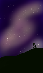 Size: 480x800 | Tagged: safe, artist:sporesgalaxy, oc, oc only, oc:forty winks, earth pony, pony, silhouette, solo, stars