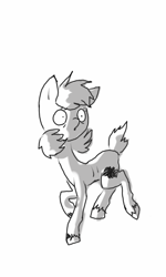 Size: 480x800 | Tagged: safe, artist:sporesgalaxy, oc, oc only, oc:forty winks, earth pony, pony, black and white, grayscale, monochrome, ribs, simple background, skinny, solo, thin, walking, white background