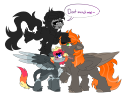 Size: 8000x6000 | Tagged: safe, artist:crazysketch101, oc, oc only, oc:ashton burnside, oc:crazy looncrest, oc:void, pegasus, pony, blushing, chest fluff, scar, simple background, transparent background