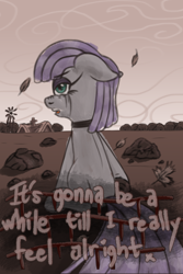 Size: 3200x4800 | Tagged: safe, alternate version, artist:fascismnotincluded, artist:soursoui, maud pie, earth pony, pony, g4, choker, crying, female, floppy ears, looking at you, looking back, looking back at you, makeup, nose wrinkle, open mouth, running makeup, solo